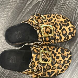 ASOS Leopard Print Mules with Gold Buckle